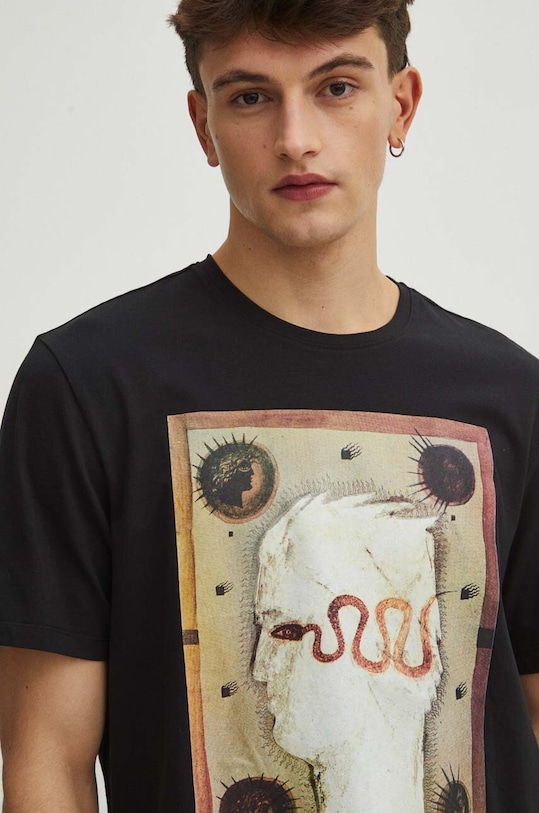 Bavlnené tričko pánske čierna farba RS24.TSM455 čierna