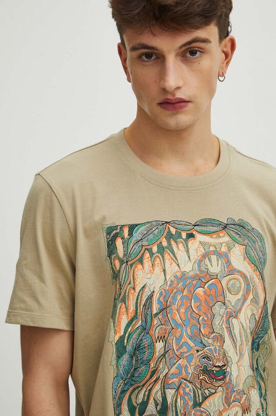 Bavlněné tričko pánské z kolekce Graphics Series zelená barva RS24.TSM458 zelená