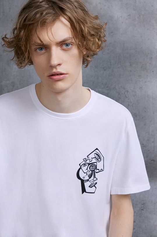 Bavlněné tričko pánské z kolekce Graphics Series bílá barva regular bílá RS24.TSM460