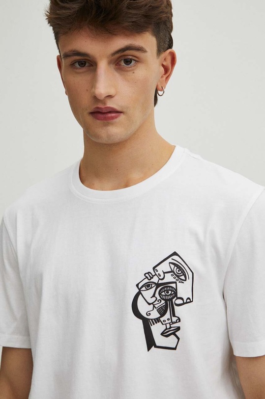 T-shirt bawełniany męski by Kasia Wysocka – TerraKata, Grafika Polska kolor biały biały RS24.TSM460