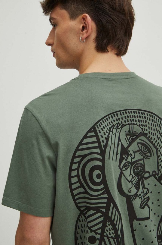 T-shirt bawełniany męski by Kasia Wysocka – TerraKata, Grafika Polska kolor zielony RS24.TSM460 zielony RS24