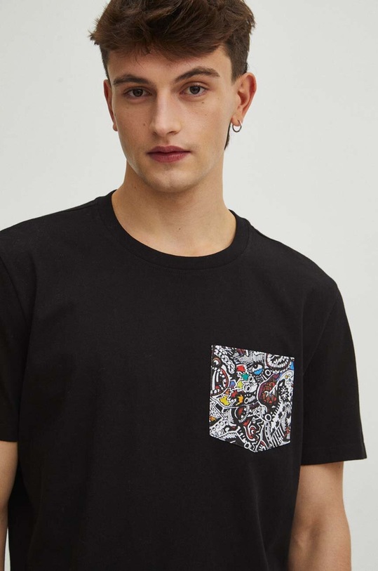 T-shirt bawełniany męski by Justyna Rybak, Grafika Polska kolor czarny RS24.TSM462 czarny