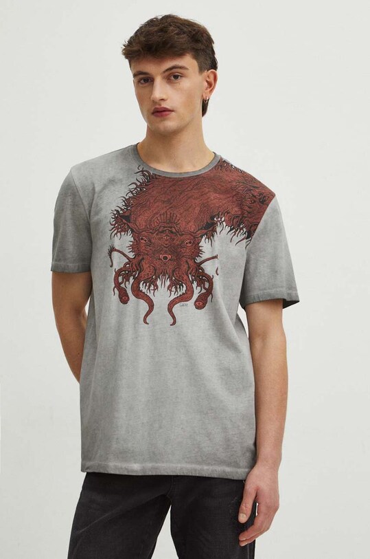 T-shirt bawełniany męski by Karol Patoła, Grafika Polska kolor szary RS24.TSM464 szary