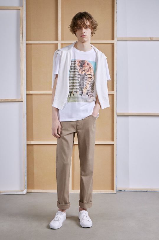 Bavlněné tričko pánské z kolekce Graphics Series bílá barva regular bílá RS24.TSM466