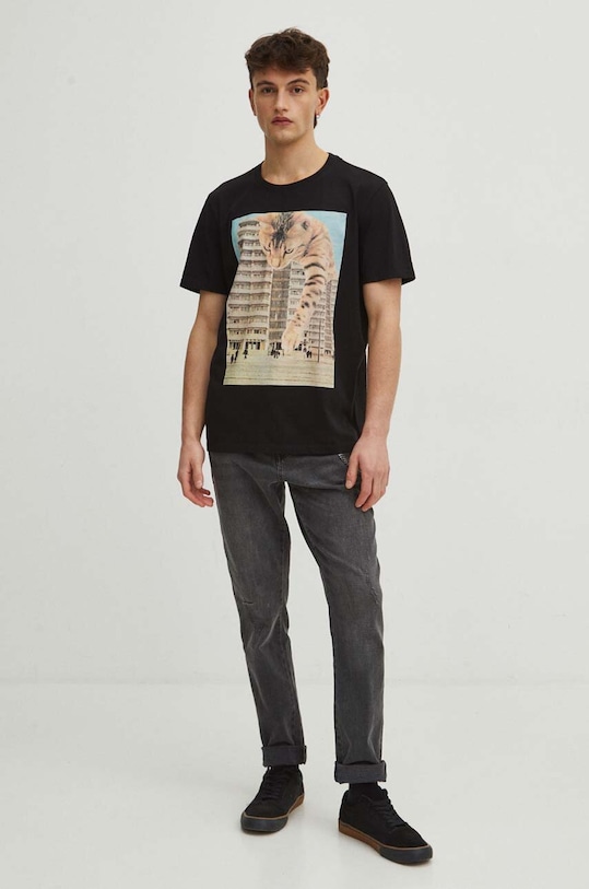T-shirt bawełniany męski by Magda Kubiak - Dziki Las collages, Grafika Polska kolor czarny RS24.TSM466 czarny RS24