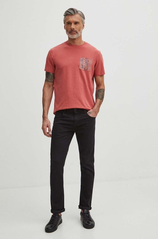 T-shirt bawełniany męski z domieszką elastanu kolor fioletowy RS24.TSM500 fioletowy RS24
