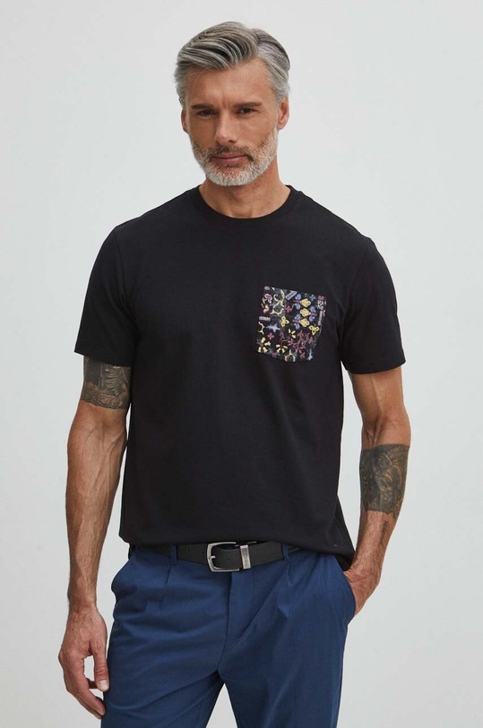 Bavlnené tričko pánske čierna farba čierna RS24.TSM500