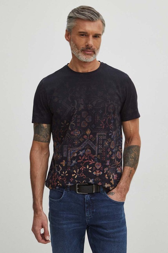 T-shirt bawełniany męski wzorzysty kolor multicolor multicolor RS24.TSM501