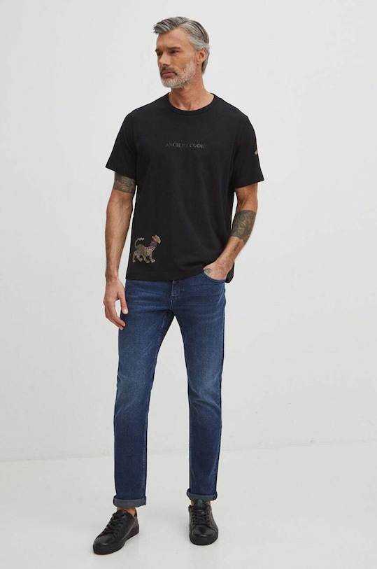 Bavlnené tričko pánske čierna farba RS24.TSM504 čierna RS24