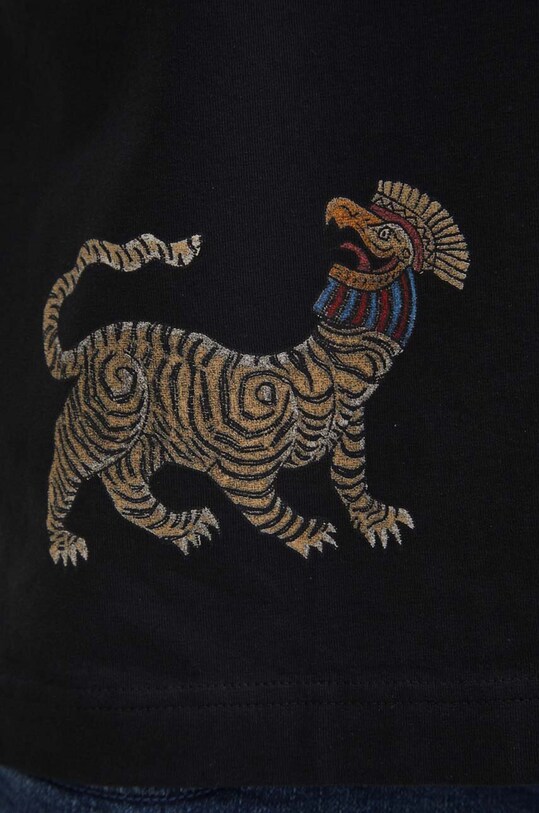 T-shirt bawełniany męski z domieszką elastanu z nadrukiem kolor czarny RS24.TSM504 czarny