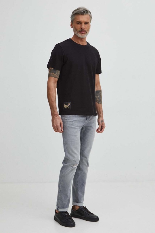 Oblečení Bavlněné tričko pánské černá barva RS24.TSM505 černá