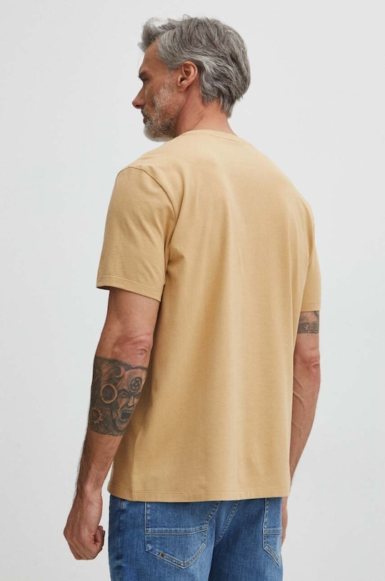 Oblečenie Bavlnené tričko pánske béžová farba RS24.TSM507 béžová