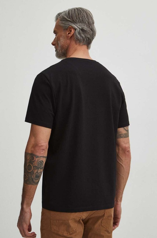 Odzież T-shirt bawełniany męski z domieszką elastanu z nadrukiem kolor czarny RS24.TSM507 czarny