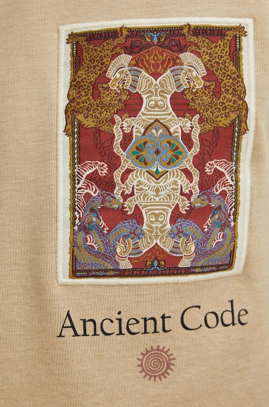 Bavlněné tričko pánské s ozdobnou aplikací béžová barva RS24.TSM512 béžová