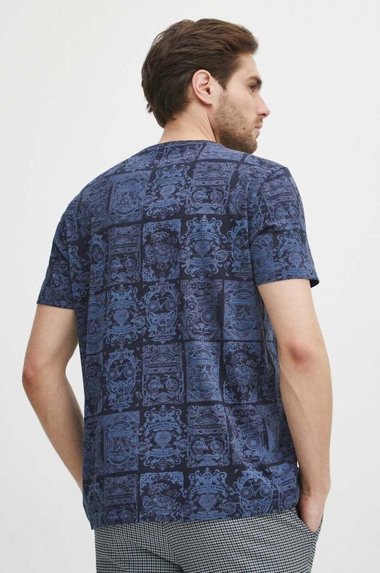 Odzież T-shirt bawełniany męski wzorzysty kolor granatowy RS24.TSM602 granatowy