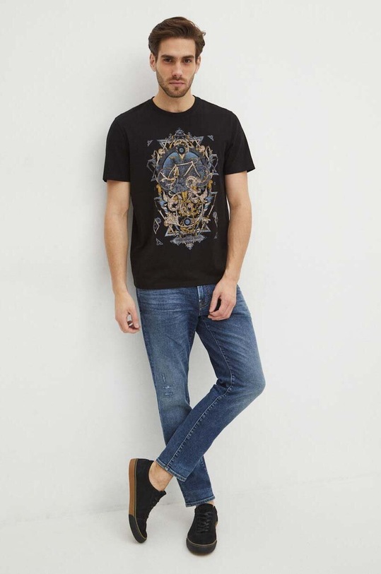 T-shirt bawełniany męski z nadrukiem kolor czarny RS24.TSM607 czarny RS24