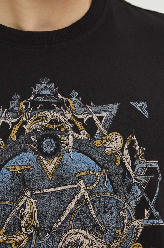 T-shirt bawełniany męski z nadrukiem kolor czarny RS24.TSM607 czarny