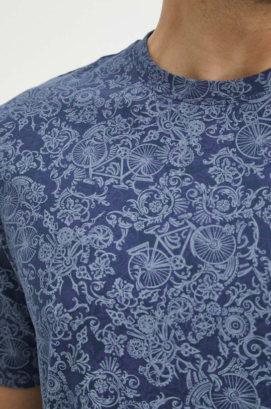 T-shirt bawełniany męski z domieszką elastanu wzorzysty kolor granatowy RS24.TSM620 granatowy