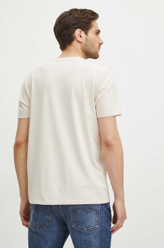 Odzież T-shirt bawełniany męski z domieszką elastanu z nadrukiem kolor beżowy RS24.TSM621 beżowy
