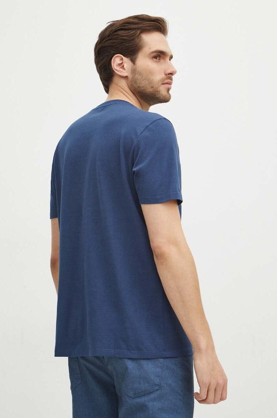 Odzież T-shirt bawełniany męski z domieszką elastanu z nadrukiem kolor granatowy RS24.TSM621 granatowy