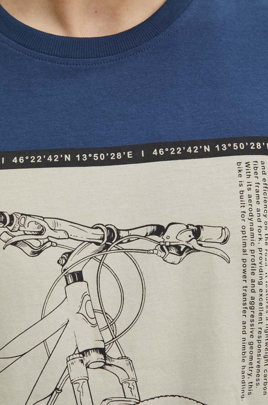 T-shirt bawełniany męski z domieszką elastanu z nadrukiem kolor granatowy RS24.TSM621 granatowy