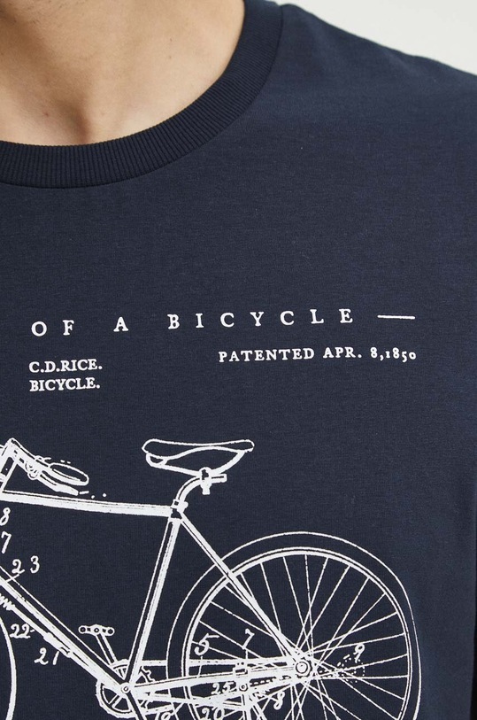 T-shirt bawełniany męski z domieszką elastanu z nadrukiem kolor granatowy RS24.TSM622 granatowy