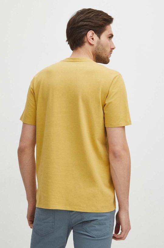 Odzież T-shirt bawełniany męski z domieszką elastanu z nadrukiem kolor żółty RS24.TSM624 żółty