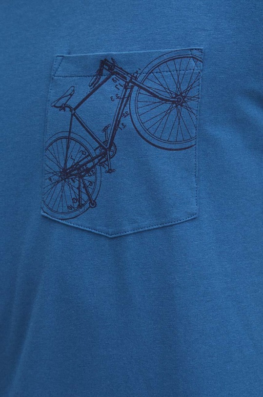 T-shirt bawełniany męski z domieszką elastanu z nadrukiem kolor niebieski RS24.TSM624 niebieski