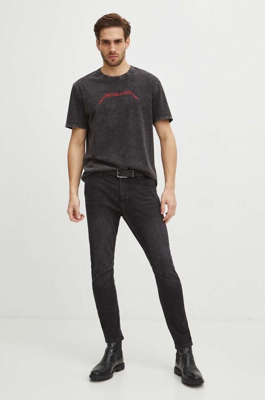 Bavlnené tričko pánske Metallica čierna farba RS24.TSM653 čierna RS24