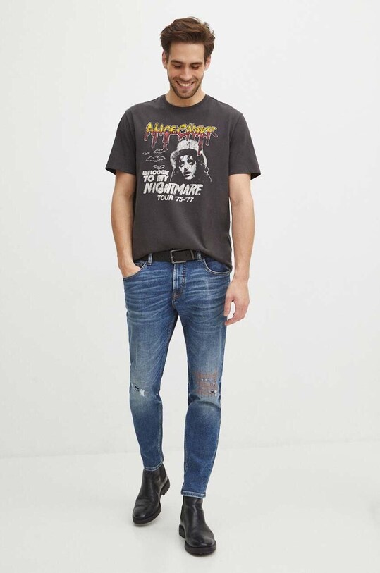 T-shirt bawełniany męski Alice Cooper kolor szary szary RS24.TSM655