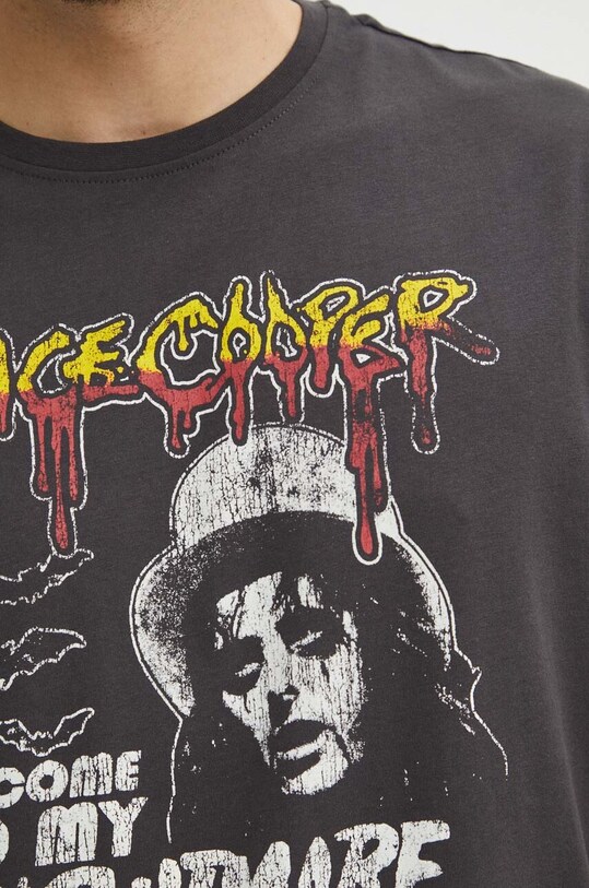 T-shirt bawełniany męski Alice Cooper kolor szary RS24.TSM655