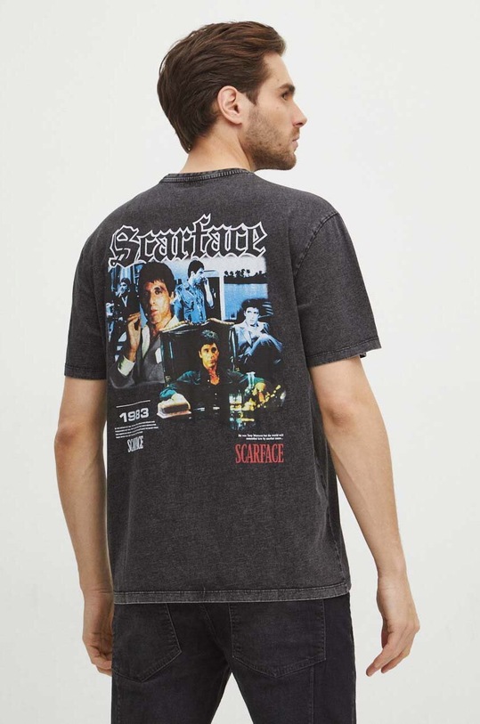 Oblečenie Bavlnené tričko pánske Scarface šedá farba RS24.TSM656 sivá