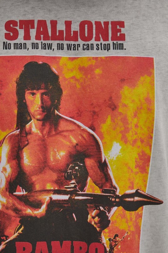 T-shirt bawełniany męski Rambo: First Blood Part II kolor szary RS24.TSM661