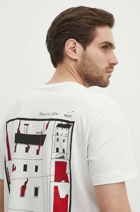 T-shirt bawełniany męski z kolekcji Jerzy Nowosielski x Medicine kolor beżowy RS24.TSM670 beżowy RS24