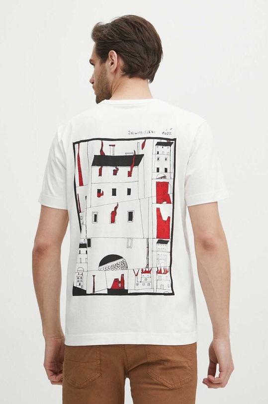 T-shirt bawełniany męski z kolekcji Jerzy Nowosielski x Medicine kolor beżowy RS24.TSM670 beżowy