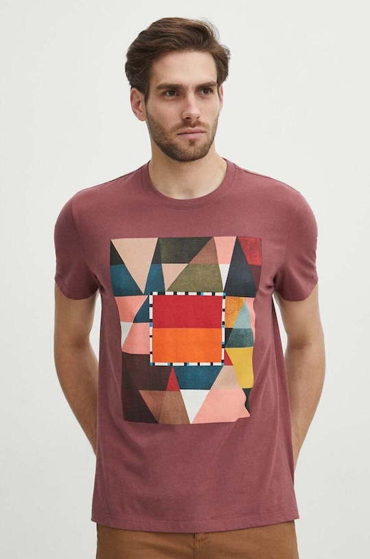 T-shirt bawełniany męski z kolekcji Jerzy Nowosielski x Medicine kolor fioletowy RS24.TSM675 fioletowy