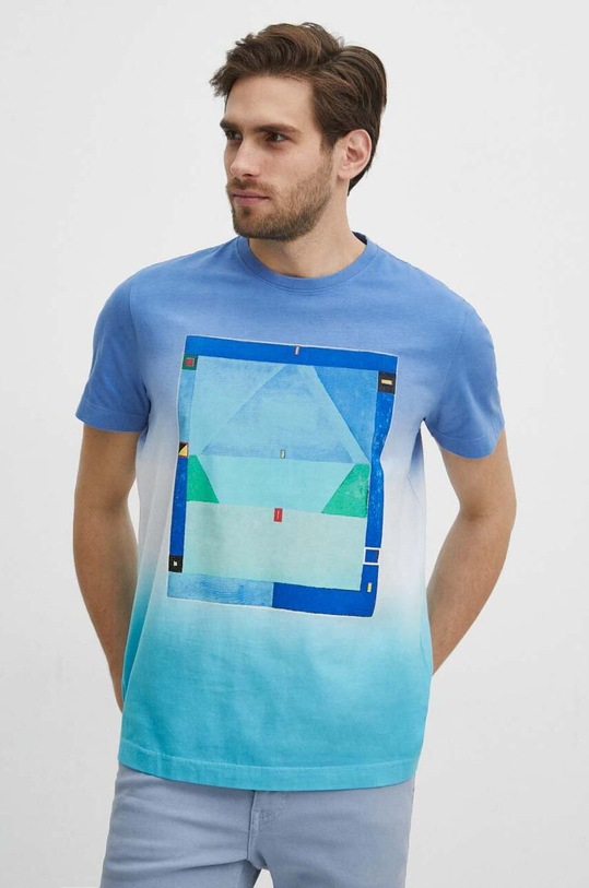 T-shirt bawełniany męski z kolekcji Jerzy Nowosielski x Medicine kolor niebieski RS24.TSM678 niebieski
