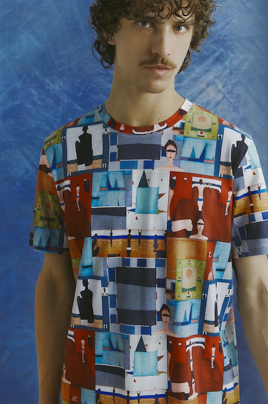 T-shirt bawełniany męski z kolekcji Jerzy Nowosielski x Medicine kolor multicolor bawełna multicolor RS24.TSM679