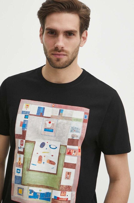 T-shirt bawełniany męski z kolekcji Jerzy Nowosielski x Medicine kolor czarny RS24.TSM683 czarny