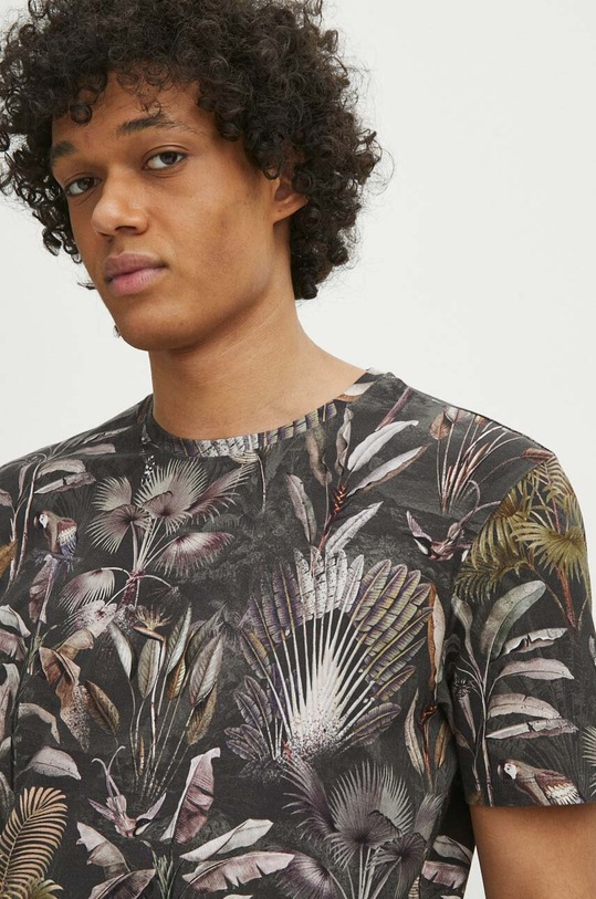 T-shirt bawełniany męski z domieszką elastanu wzorzysty kolor multicolor multicolor RS24.TSM700