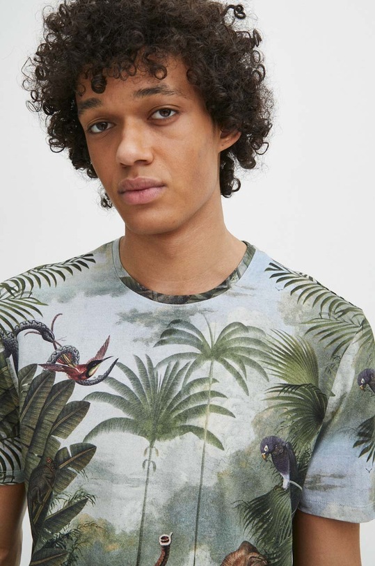 T-shirt bawełniany męski z domieszką elastanu wzorzysty kolor multicolor multicolor RS24.TSM702