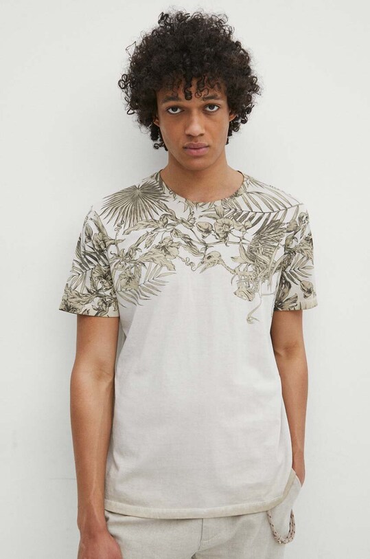 Medicine tricou din bumbac print bej RS24.TSM705
