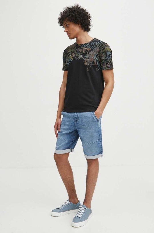 T-shirt bawełniany męski z nadrukiem kolor czarny RS24.TSM705 czarny RS24