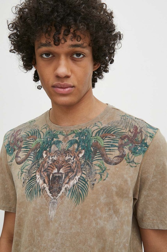 Medicine t-shirt bawełniany nadruk beżowy RS24.TSM706