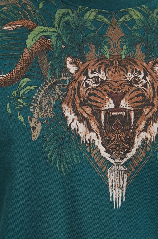 T-shirt bawełniany męski z nadrukiem kolor zielony RS24.TSM706 turkusowy