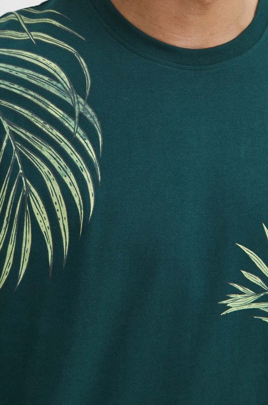 T-shirt bawełniany męski kolor zielony turkusowy RS24.TSM710