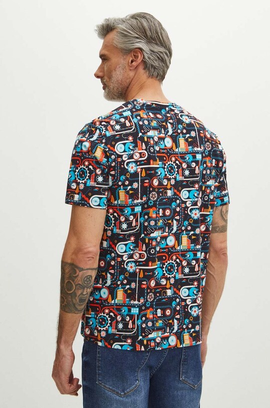 Odzież T-shirt bawełniany męski wzorzysty kolor czarny RS24.TSM722 czarny