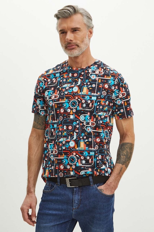 Bavlnené tričko pánske čierna farba čierna RS24.TSM722