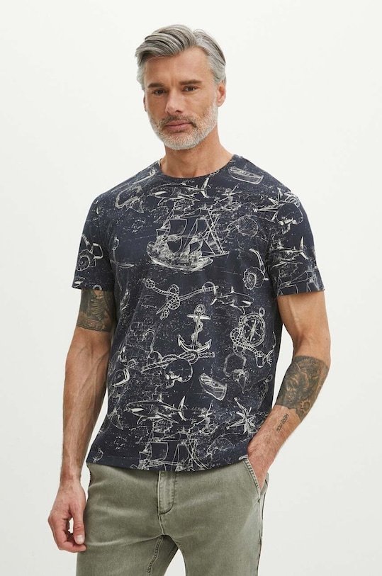 Bavlnené tričko pánske tmavomodrá farba regular tmavomodrá RS24.TSM803