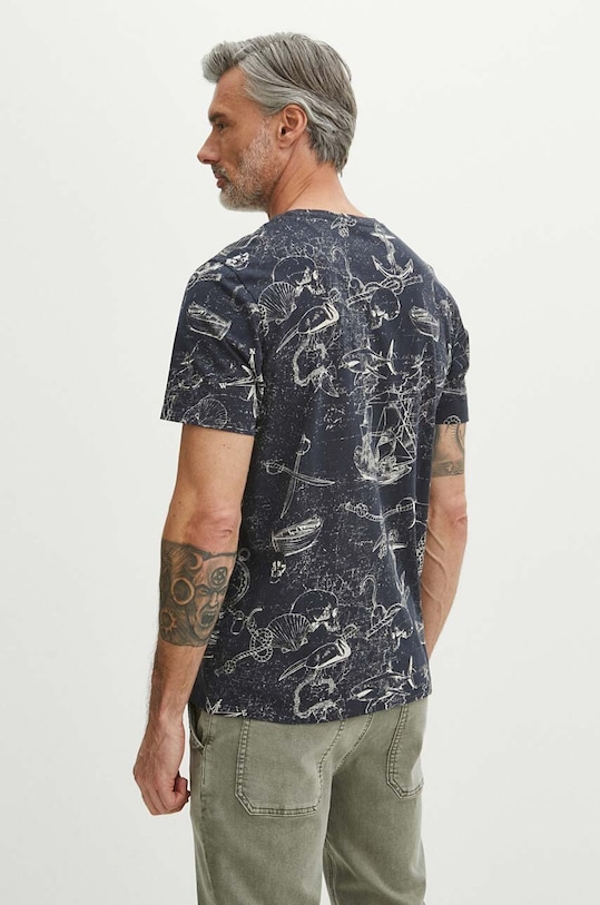 Oblečenie Bavlnené tričko pánske tmavomodrá farba RS24.TSM803 tmavomodrá